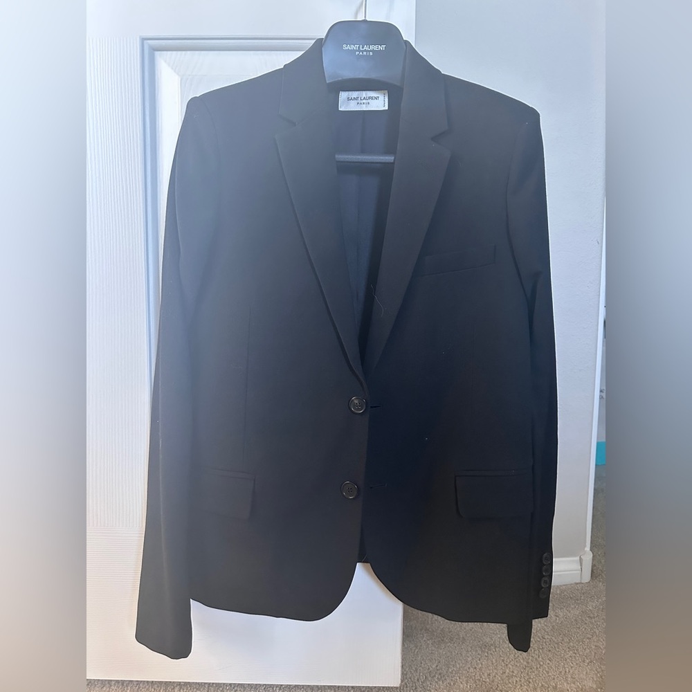 Saint Laurent black uniform padded shoulder blazer